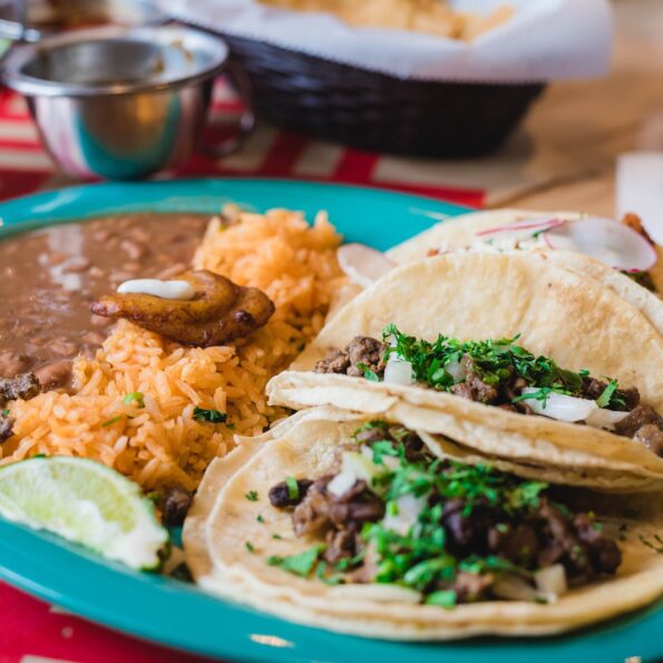 Close-Up Photo of Rice and Tacos
